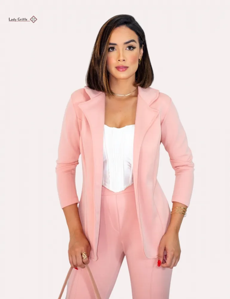 Blazer de luxo Lady Griffe Rosa Bebê